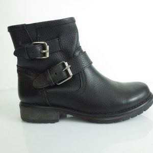 New Steve Madden Blanco Leather Ankle Boots Black